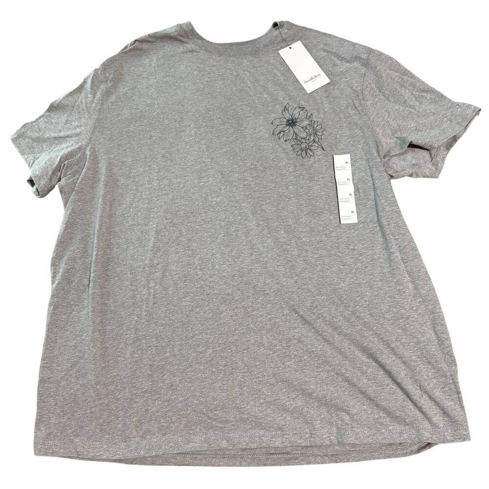 NWT Goodfellow & Co. Size XL Men Tee Shirt Floral Gray Crew Neck Causal Neutral - Picture 2 of 9
